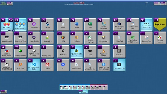 Program Picker tile grid: apps and files mapped to keyboard keys