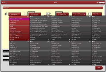 Font selection dialogue