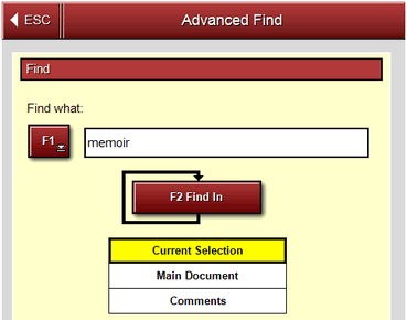 The Advanced Find dialogue box
