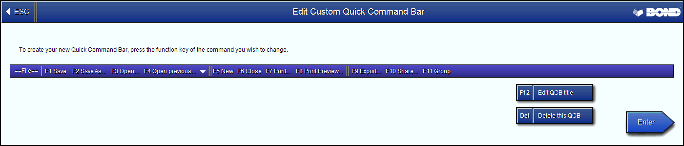 Edit Custom Quick Command Bar.