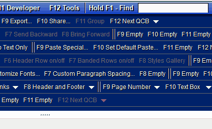 Holding F1 and typing to find a command