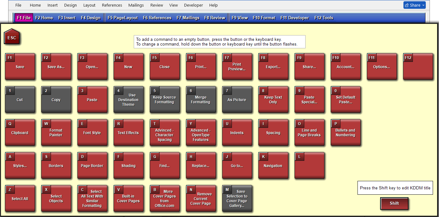 Keyboard Drop Down Menu.