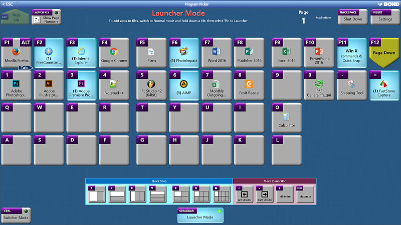 Application launcher, task switcher